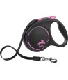 Flexi Rollijn Black Design Tape Roze M, 5m. tot 25kg