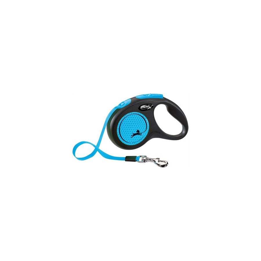 Flexi - Rollijn New Classic Neon Tape Zwart / Blauw S, 5m. tot 15kg