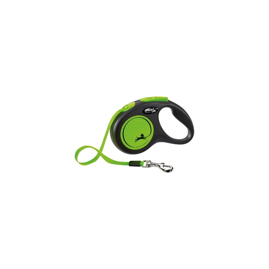 Flexi - Rollijn New Classic Neon Tape Zwart / Groen, S 5m. tot 15kg