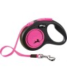 Flexi - Rollijn New Classic Neon Tape Zwart / Roze S, 5m. tot 15kg