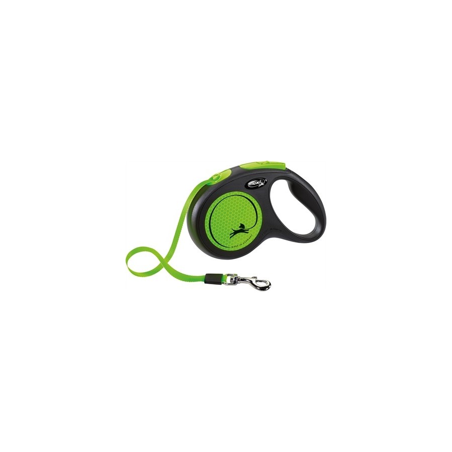 Flexi - Rollijn New Classic Neon Tape Zwart / Groen M, 5m. tot 25kg