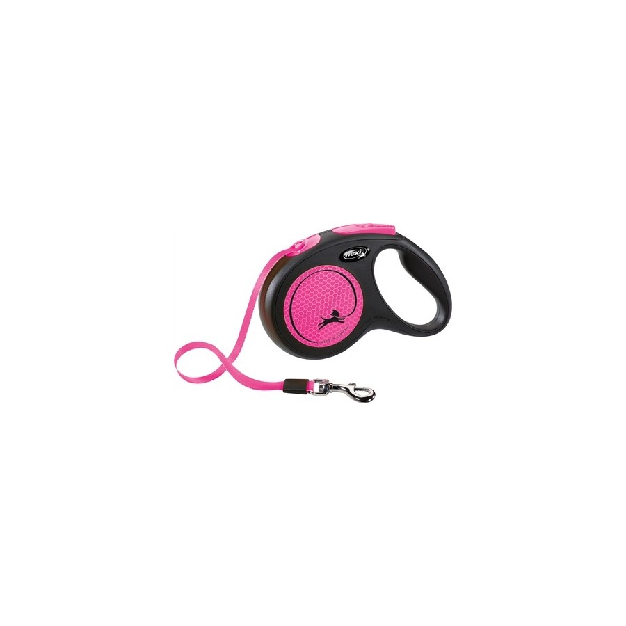 Flexi - Rollijn New Classic Neon Tape Zwart / Roze M. 5m tot 25kg