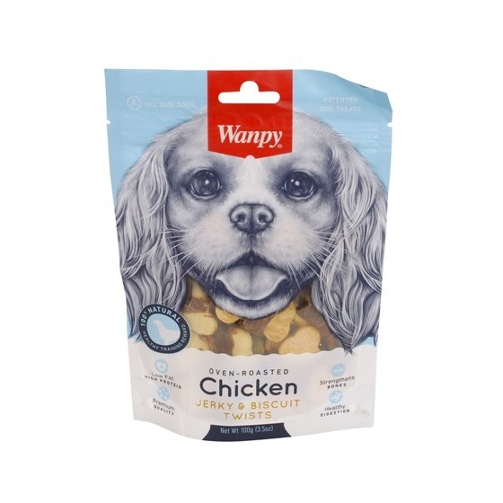 Wanpy Oven-Roasted Chicken Jerky / Biscuit Twists 100 GR