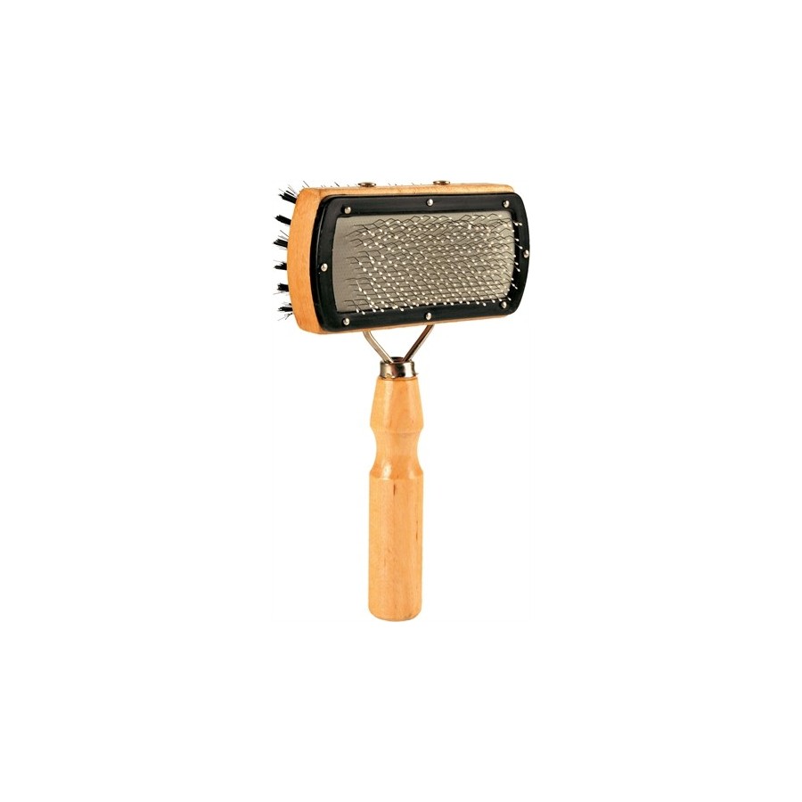 Trixie Slickerborstel Dubbelzijdig Nylon Haren / Metalen Pinnen 18X10 CM 2 ST