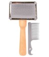 Trixie Slickerborstel Houten Greep / Metalen Pinnen Assorti 13X6 CM 3 ST