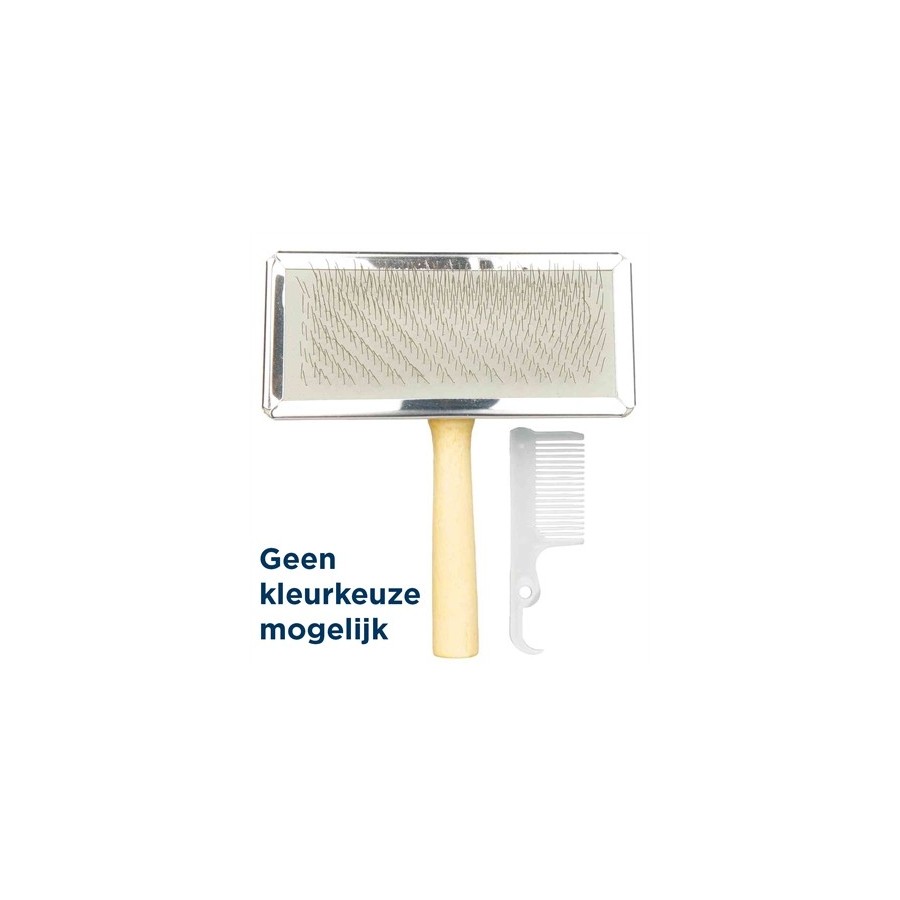 Trixie Slickerborstel Houten Greep / Metalen Pinnen Assorti 14X11 CM 3 ST