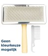 Trixie Slickerborstel Houten Greep / Metalen Pinnen Assorti 14X11 CM 3 ST