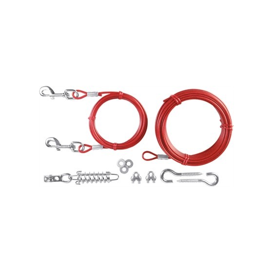 Trixie Spanlijn Met Looplijn Rood 15 MTR