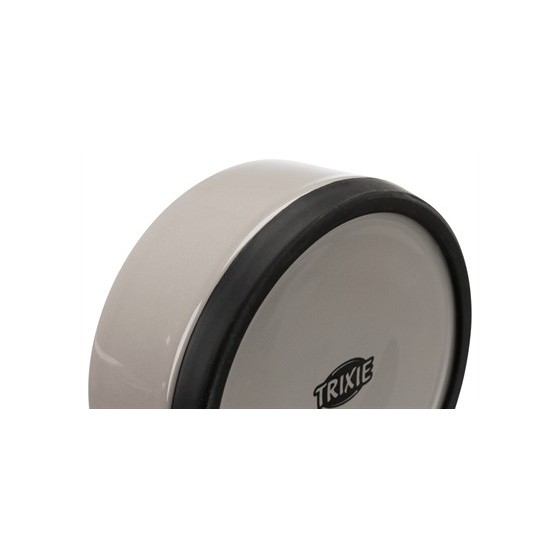 Trixie Voerbak Keramiek / Rubberrand Grijs 12X12 CM 400 ML 4 ST