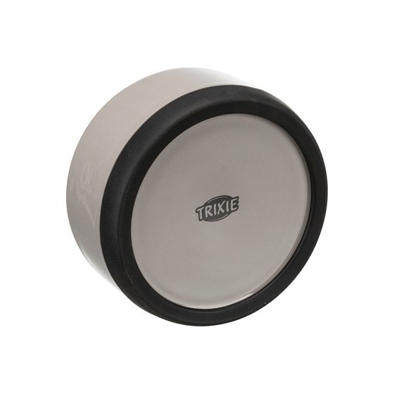 Trixie Voerbak Keramiek / Rubberrand Grijs 12X12 CM 400 ML 4 ST