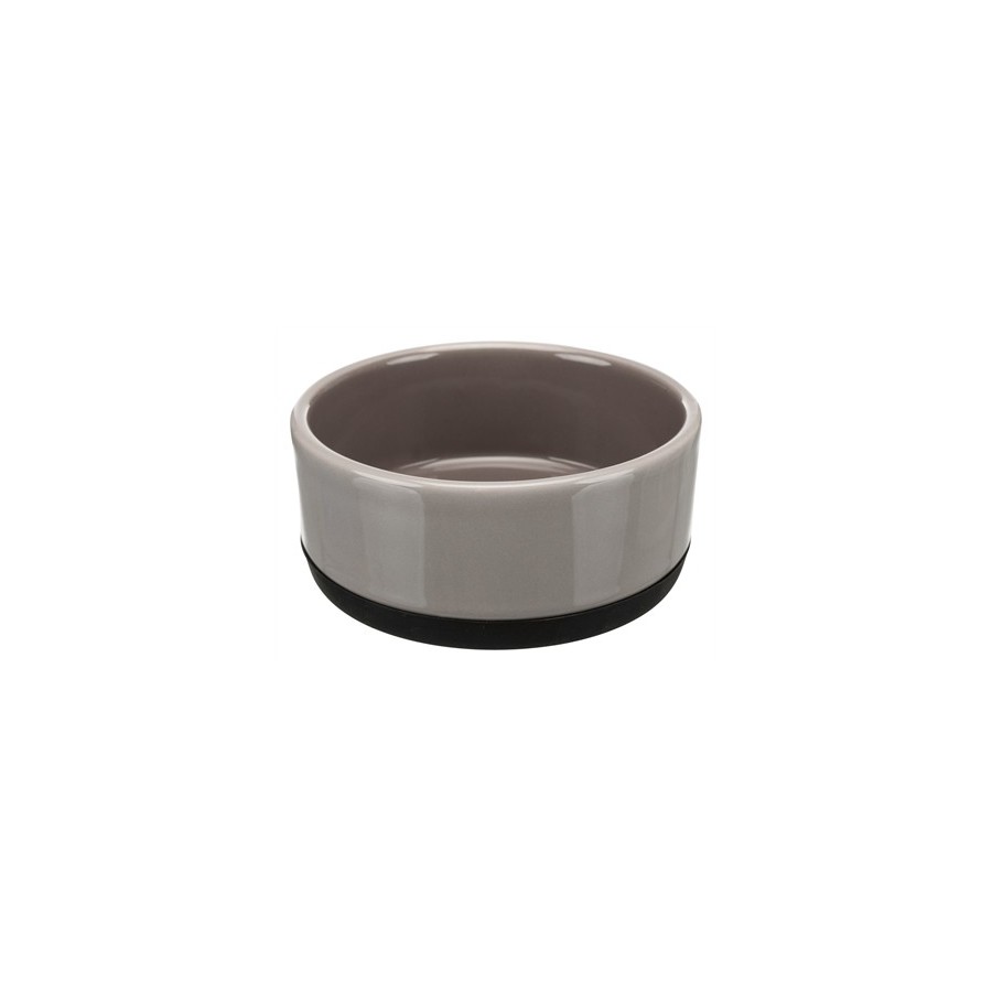 Trixie Voerbak Keramiek / Rubberrand Grijs 16X16 CM 750 ML