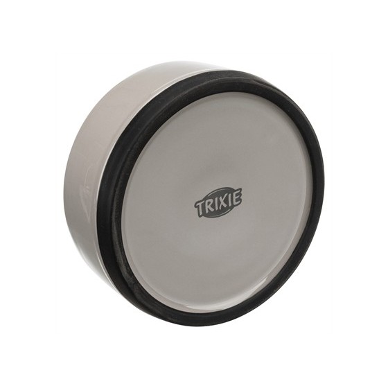 Trixie Voerbak Keramiek / Rubberrand Grijs 16X16 CM 750 ML