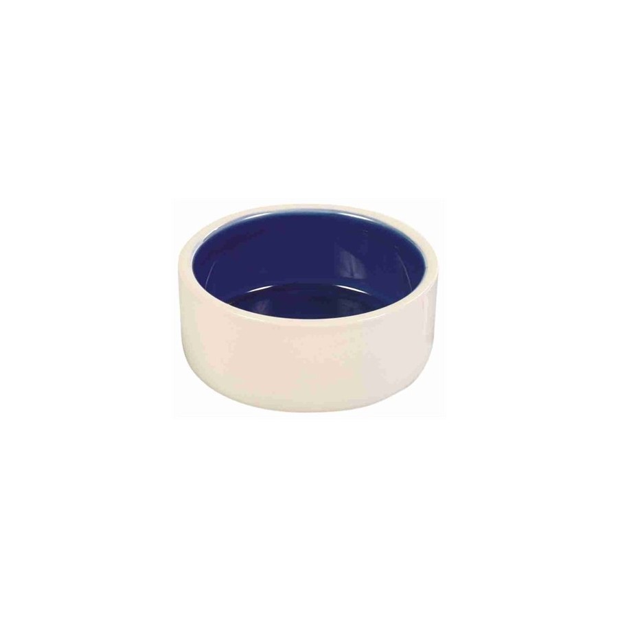 Trixie Voerbak Keramiek Crème / Blauw 12X12 CM 350 ML 4 ST