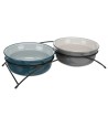 Trixie Voerbak-Set Keramiek  /  Metaal Petrol / Grijs 2X1,6 LTR