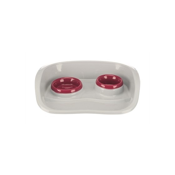 Trixie Voerbak Station Kunststof Wit  /  Assorti 46X30X11 CM 250 ML/300 ML 2 ST