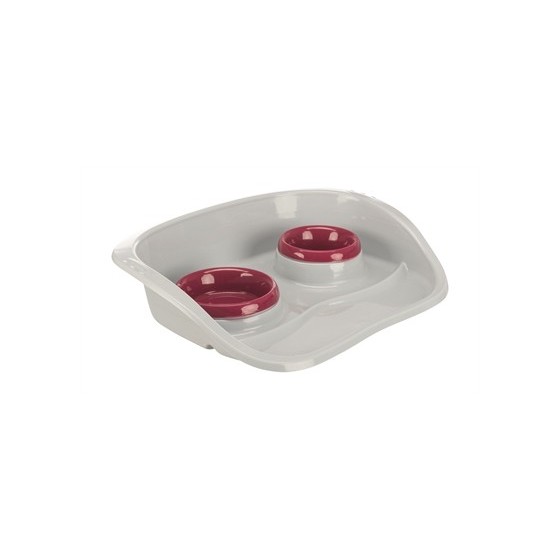 Trixie Voerbak Station Kunststof Wit  /  Assorti 46X30X11 CM 250 ML/300 ML 2 ST
