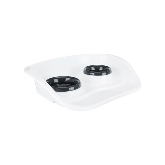 Trixie Voerbak Station Kunststof Wit  /  Assorti 46X30X11 CM 250 ML/300 ML 2 ST