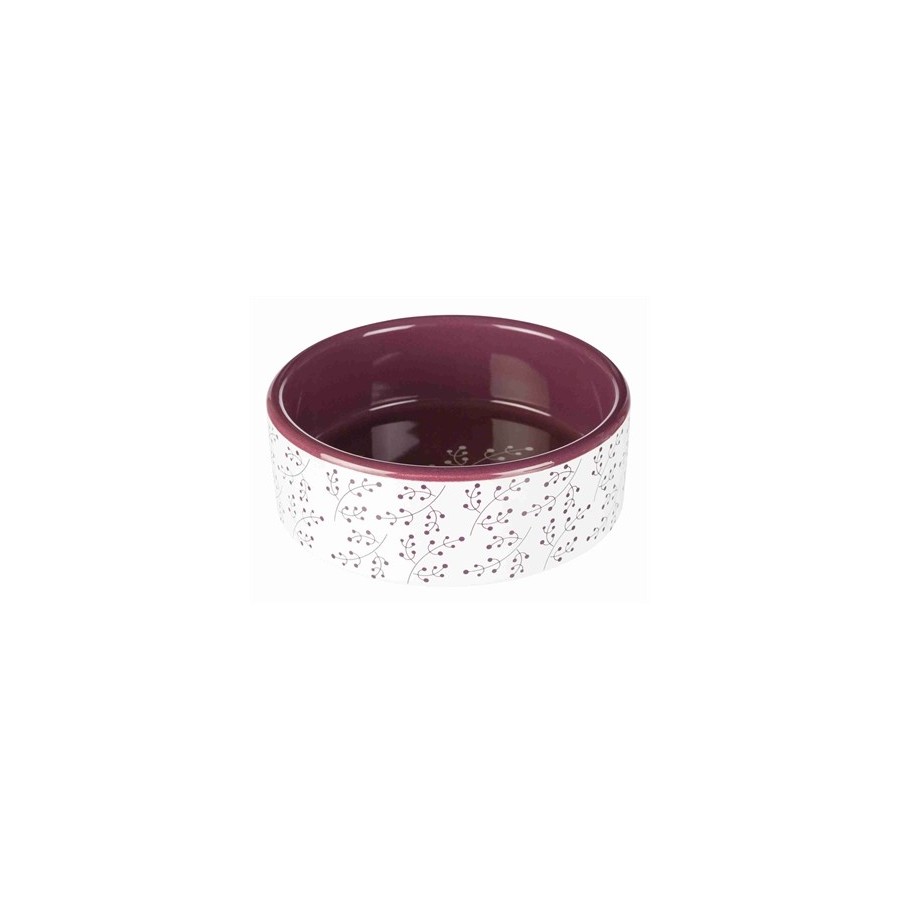 Trixie Voerbak Bloemmotief Keramiek Wit / Bes 12X12 CM 300 ML 4 ST