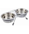Trixie Voer / Waterbak-Set Klapperbescherming Rvs / Metaal Grijs 2X450 ML 2 ST