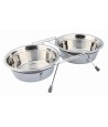 Trixie Voer / Waterbak-Set Klapperbescherming Rvs / Metaal Grijs 2X1,5 LTR