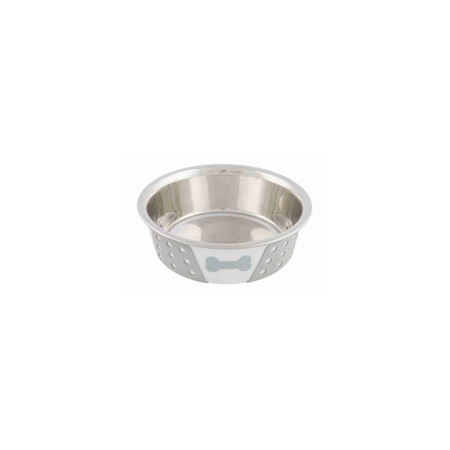 Trixie Voerbak Rvs / Silicone Wit / Grijs 14X14 CM 400 ML 4 ST