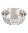 Trixie Voerbak Rvs / Silicone Wit / Grijs 21X21 CM 1,4 LTR 4 ST