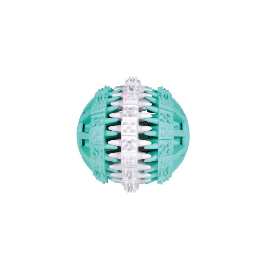 Trixie Denta Fun Natuurrubber Bal Met Muntsmaak 7X7X7 CM 3 ST