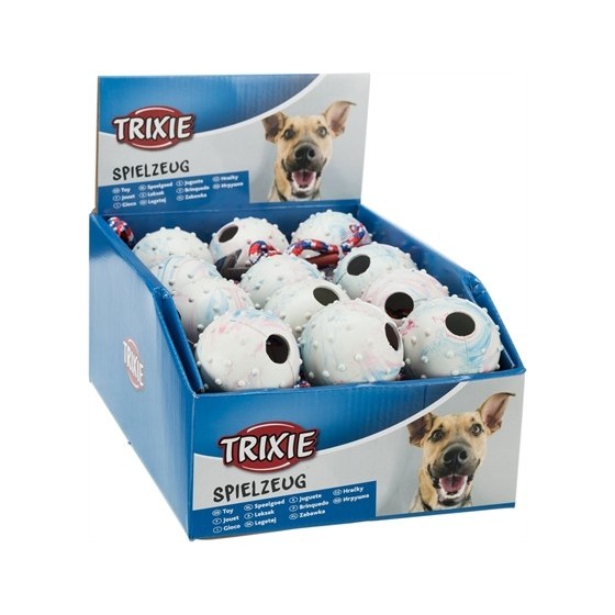 Trixie Natuurrubber Bal Aan Koord Assorti 30X6X6 CM 24 ST