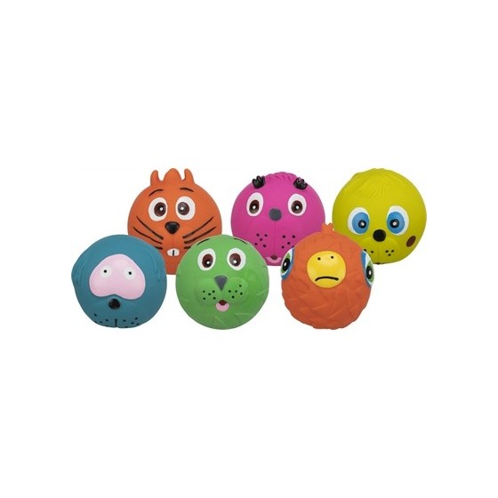 Trixie Latex Face Bal Met Geluid Assorti 6X6X6 CM 12 ST