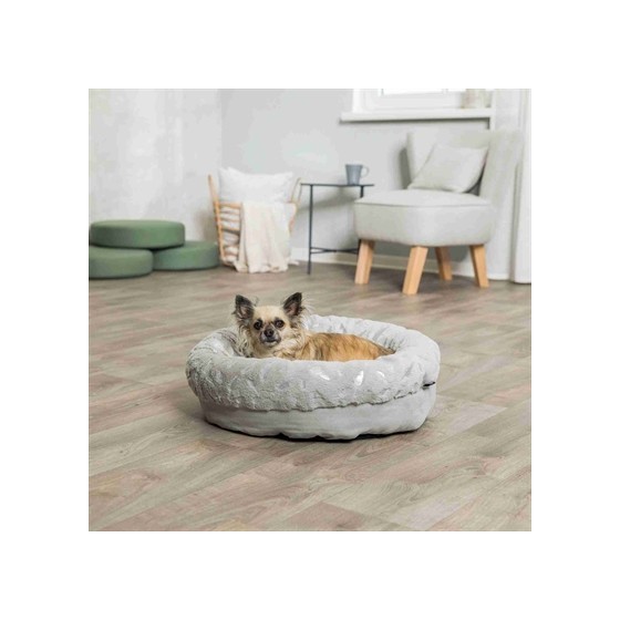 Trixie Mand Feather Rond Zilver / Grijs 50X50X14 CM