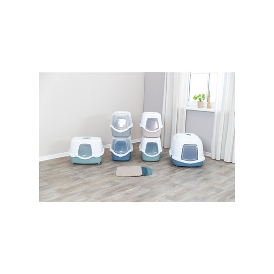 Trixie Kattenbak Vico Open Top Met Kap Blauw Grijs / Wit 56X40X40 CM