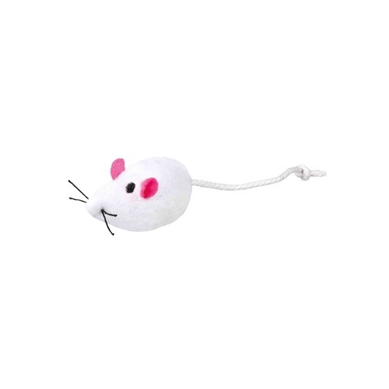 Trixie Set Muizen Pluche Met Catnip Wit / Grijs 5 CM 4X2 ST