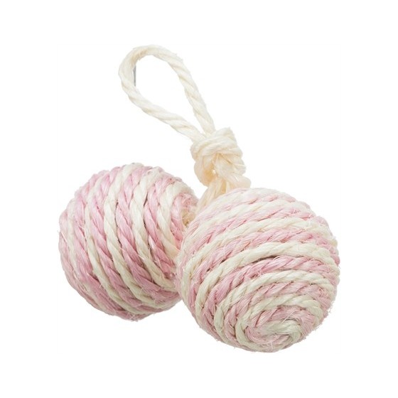 Trixie 2 Ballen Aan Koord Sisal Assorti 4,5X4,5X4,5 CM 4 ST