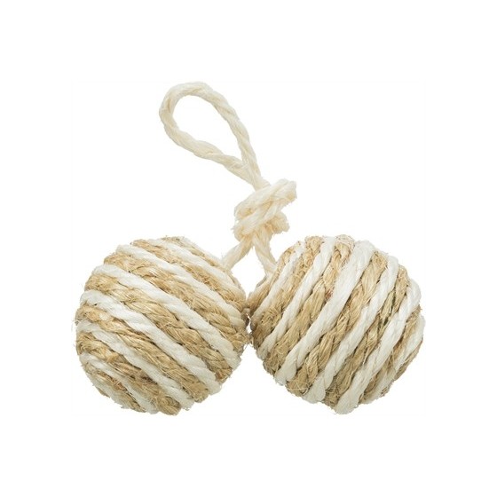 Trixie 2 Ballen Aan Koord Sisal Assorti 4,5X4,5X4,5 CM 4 ST