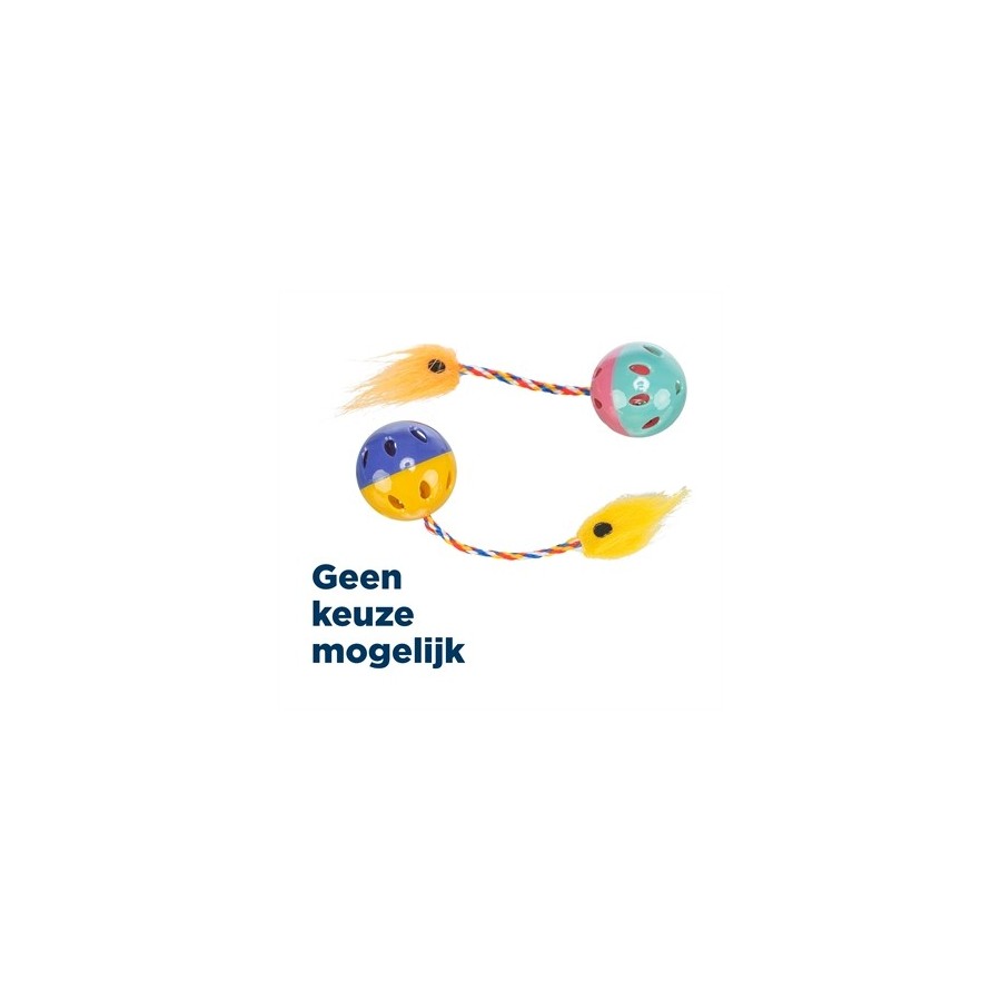 Trixie Set Ratelballen Met Staart Kunststof Assorti 4X4X4 CM 4X2 ST