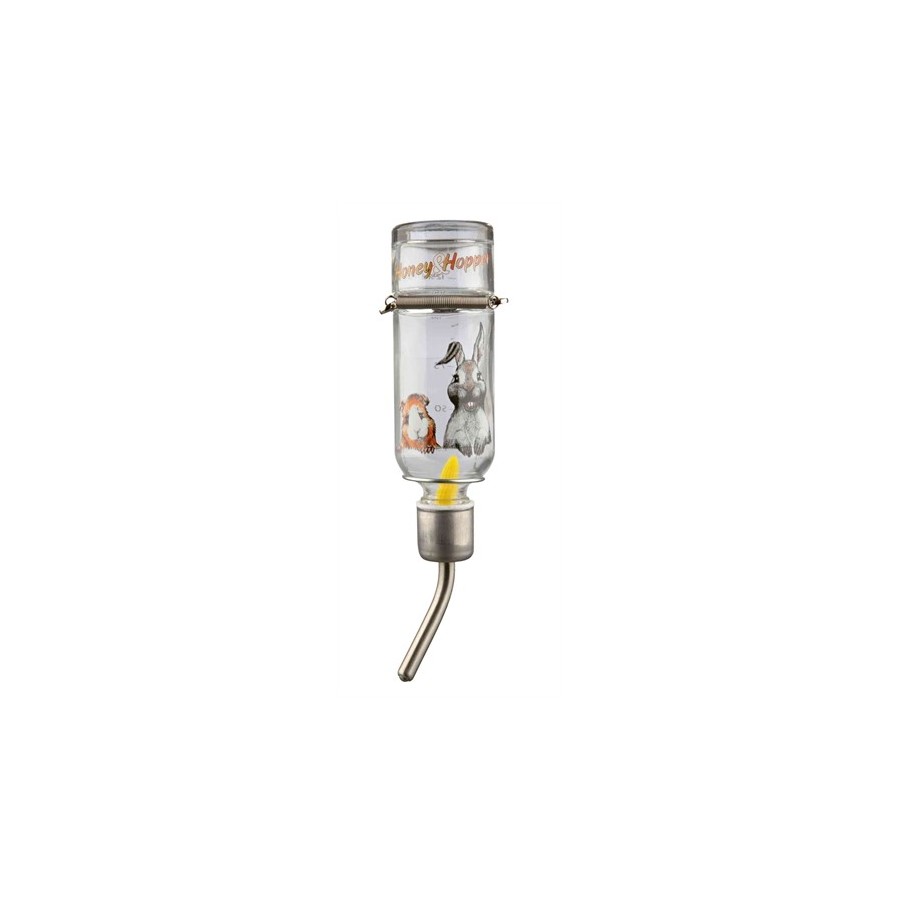 Trixie Drinkfles Honey&Hopper Glas Met Spanveer / Draadbeugel 125 ML 3 ST