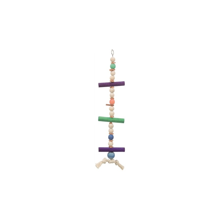 Trixie Speelgoed Met Touw & Kralen Hout / Leer Meerkleurig 28 CM 3 ST