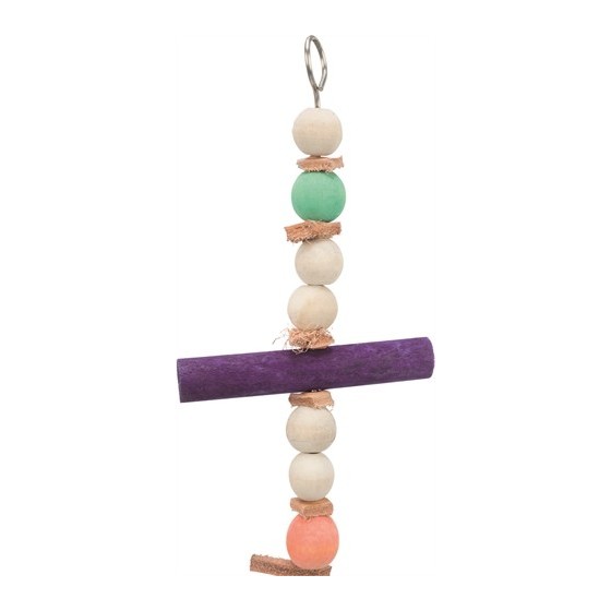 Trixie Speelgoed Met Touw & Kralen Hout / Leer Meerkleurig 28 CM 3 ST