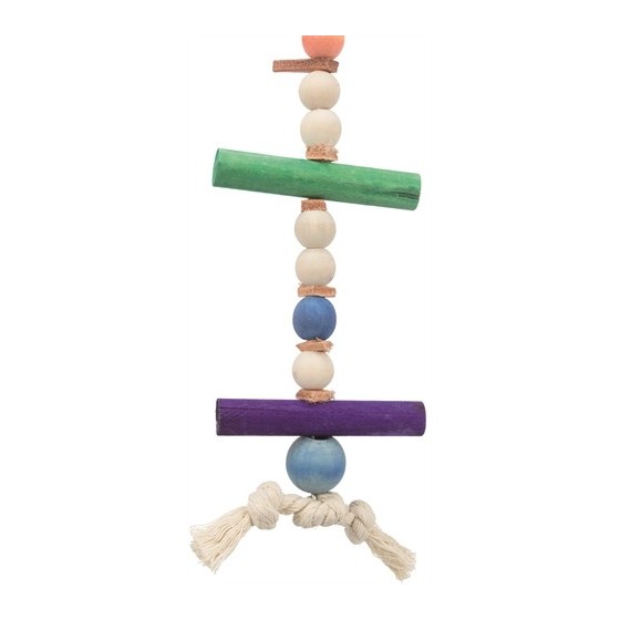 Trixie Speelgoed Met Touw & Kralen Hout / Leer Meerkleurig 28 CM 3 ST