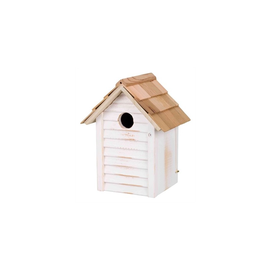 Trixie Nestkastje Huisje Hout Wit 18X15X24 CM GAT 3 CM