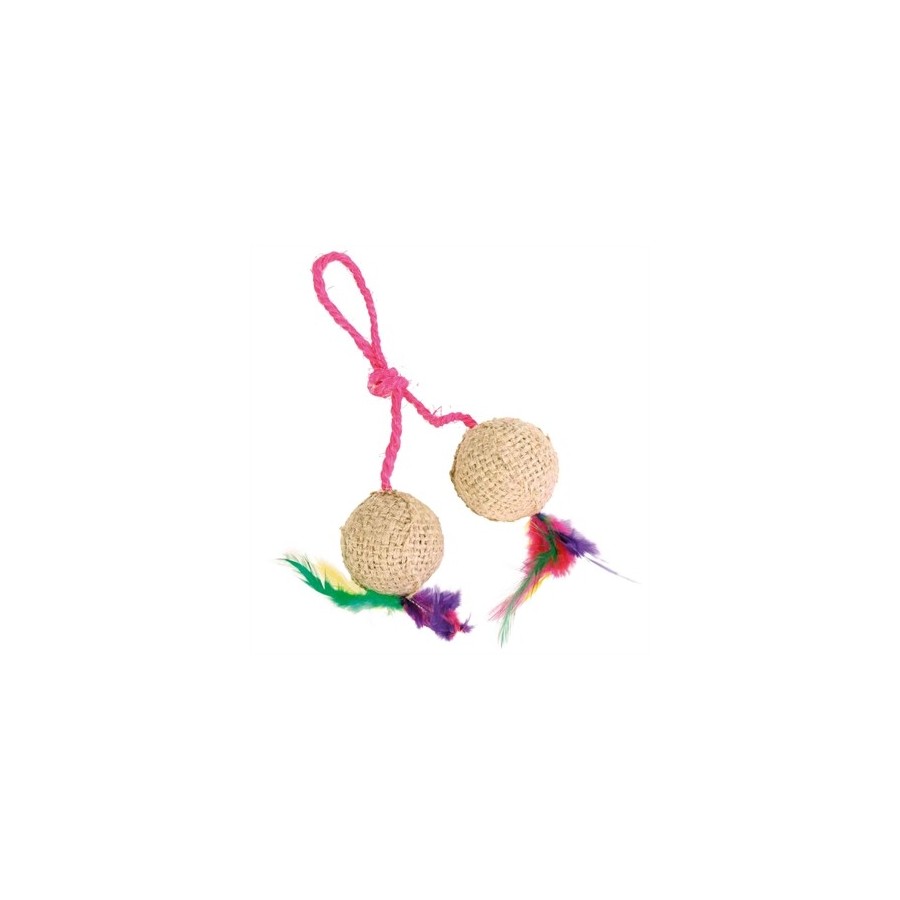 Trixie 2 Ballen Aan Koord Pluche Met Catnip 4,5 CM 4 ST