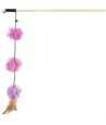 Trixie Speelhengel Pompomballen Hout / Pluche Met Valeriaan Paars 40 CM 4 ST
