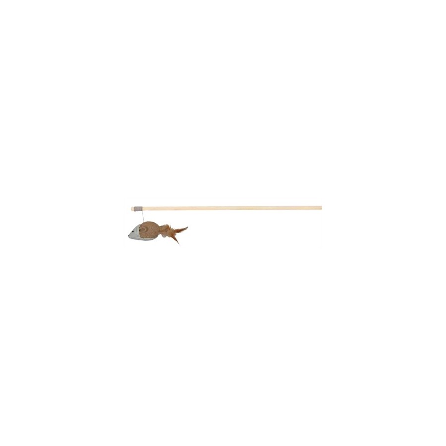 Trixie Speelhengel Muis Met Veren Hout / Jute / Canvas 50 CM 4 ST