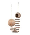 Trixie 2 Kokosnoothuizen Met Hangbrug Muis 100X13X13 CM 3 ST