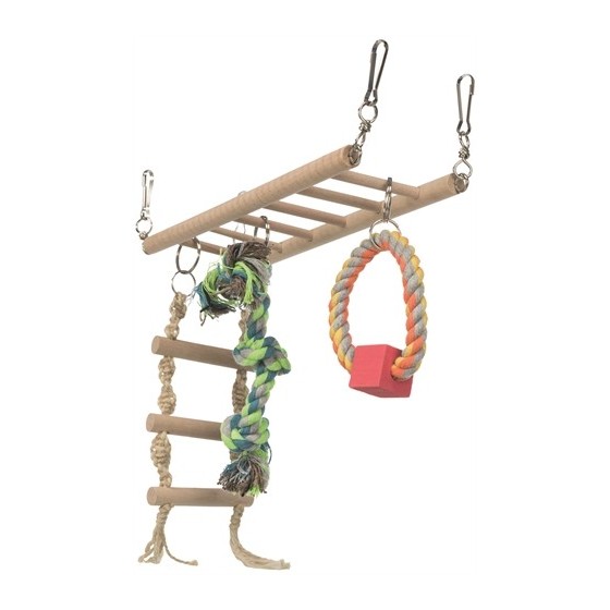 Trixie Hangbrug Met Touwladder & Speelgoed Hamster Hout 29X9X25 CM 3 ST