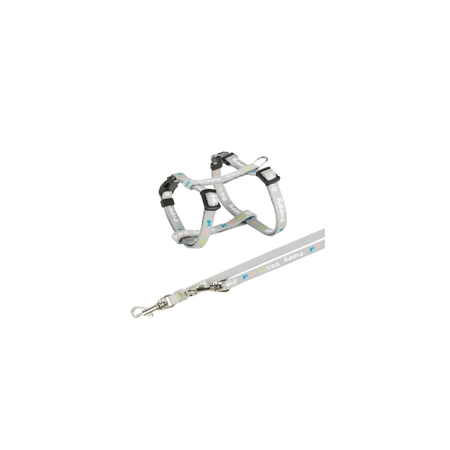 Trixie Junior Puppytuig Met Riem Lichtgrijs 23-34X0,8 CM  / 2 MTR