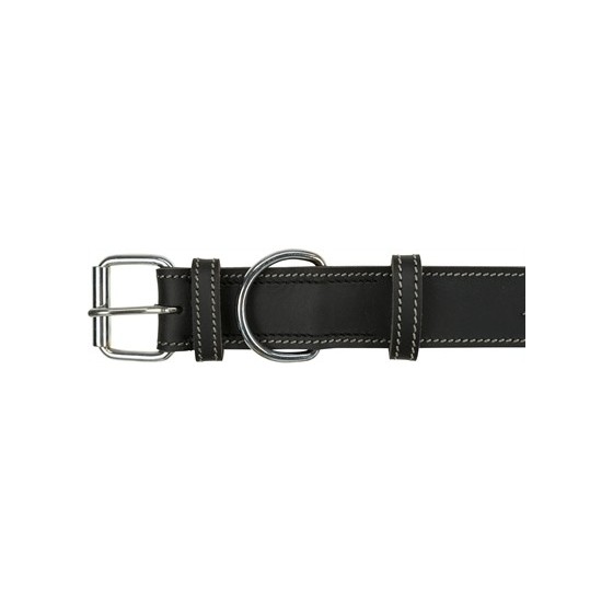 Trixie Halsband Hond Rustic Vetleer Heartbeat Zwart 55-65X4 CM