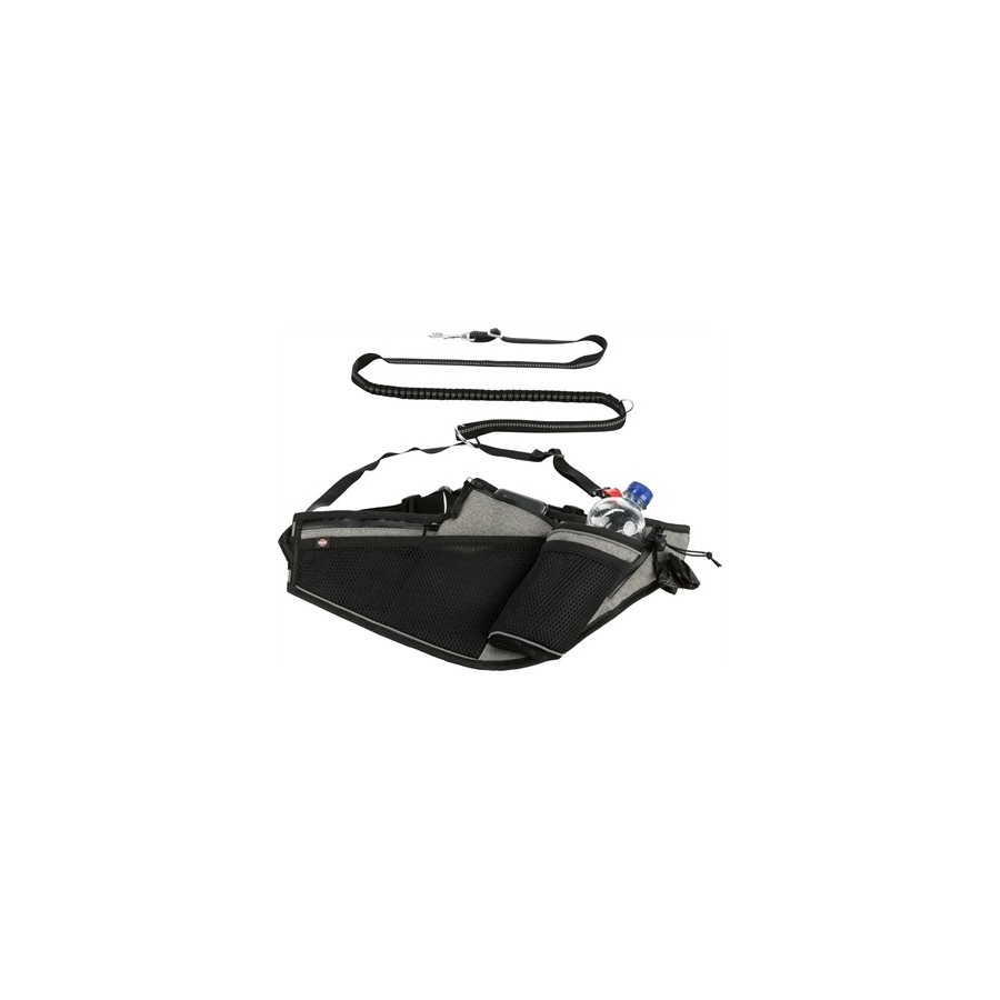 Trixie Joggingriem Met Lijn Grijs / Zwart 115-150X2 CM / 70-130X23 CM