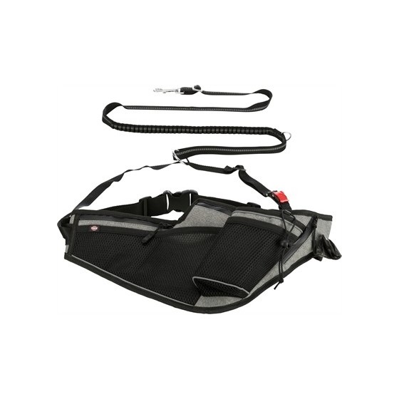 Trixie Joggingriem Met Lijn Grijs / Zwart 115-150X2 CM / 70-130X23 CM