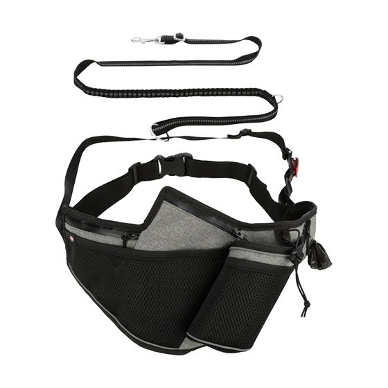 Trixie Joggingriem Met Lijn Grijs / Zwart 115-150X2 CM / 70-130X23 CM